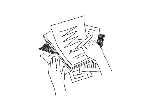 書いているイラスト