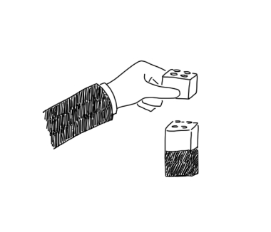 レゴを立てているイラスト