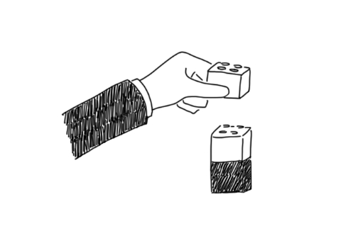 レゴを立てているイラスト