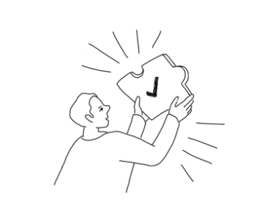 チェックマークがついているパズルピースのイラスト