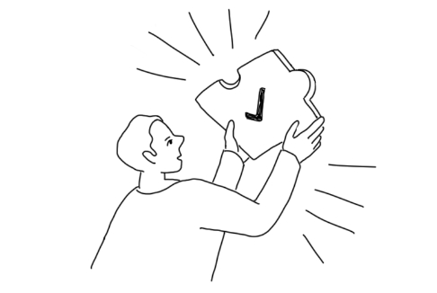 チェックマークがついているパズルピースのイラスト