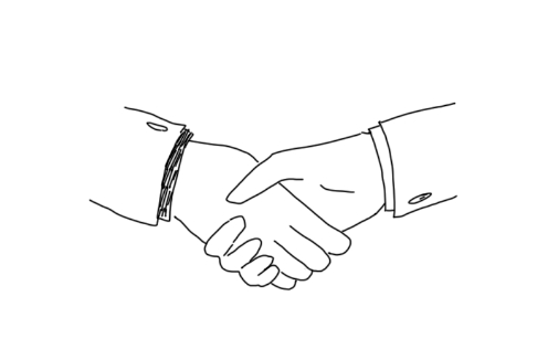 握手しているイラスト
