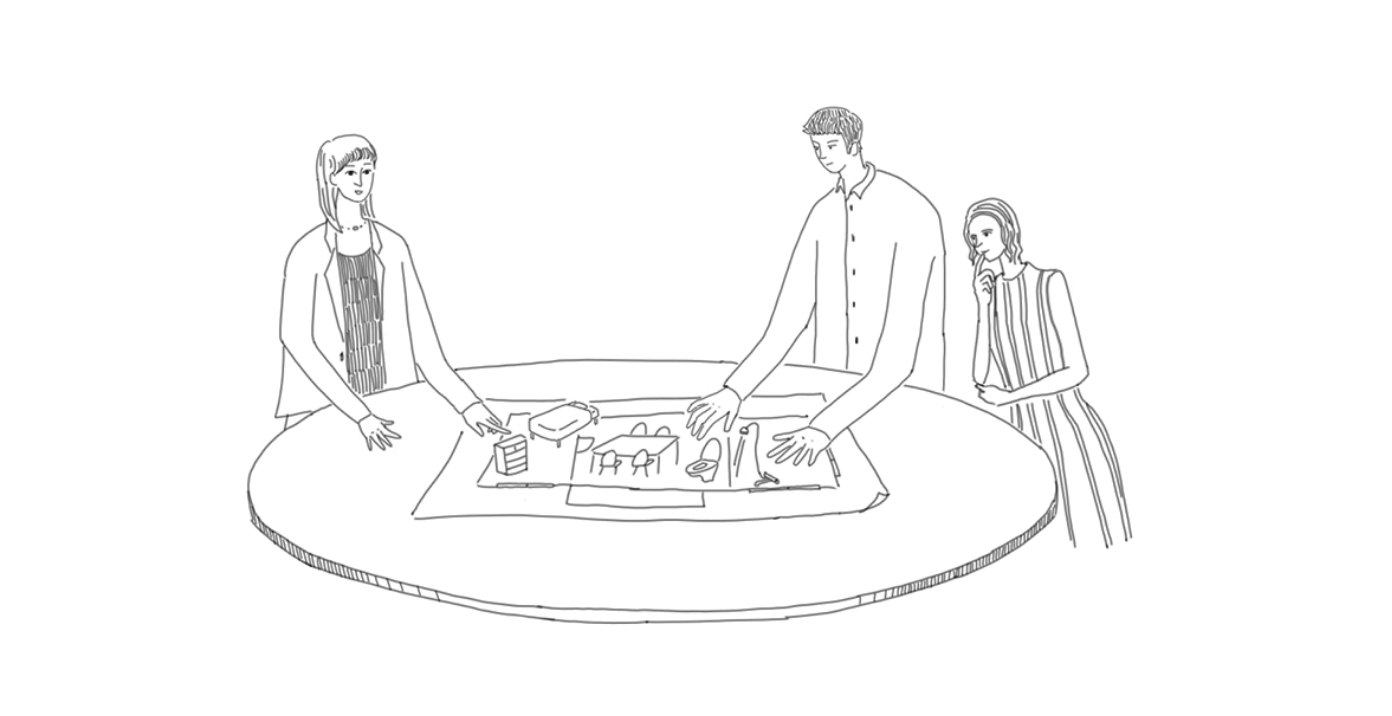 地図を見ているイラスト