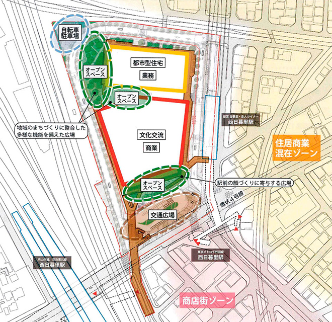 位置図※出典：西日暮里駅前地区市街地再開発準備組合ホームページ